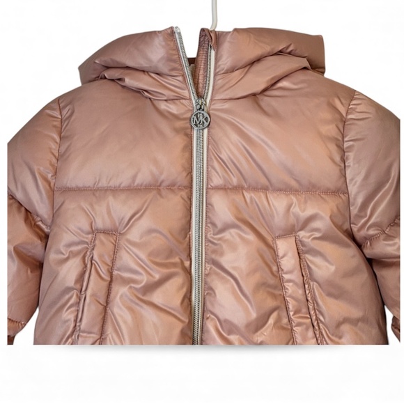 Michael Kors Toddler Girls’ Faux Fur Quilted Hooded Winter Jacket in Blush Sz- 4 - Picture 2 of 8
